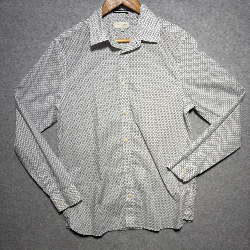 Ted Baker London Men's MMA BURSTAL Geometric Star Print Button Down Shirt 3 Med